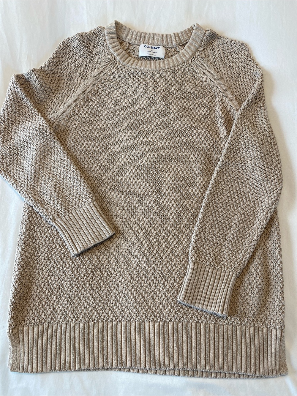 Old Navy Women's Tan Crewneck Textured Pullover Sweater